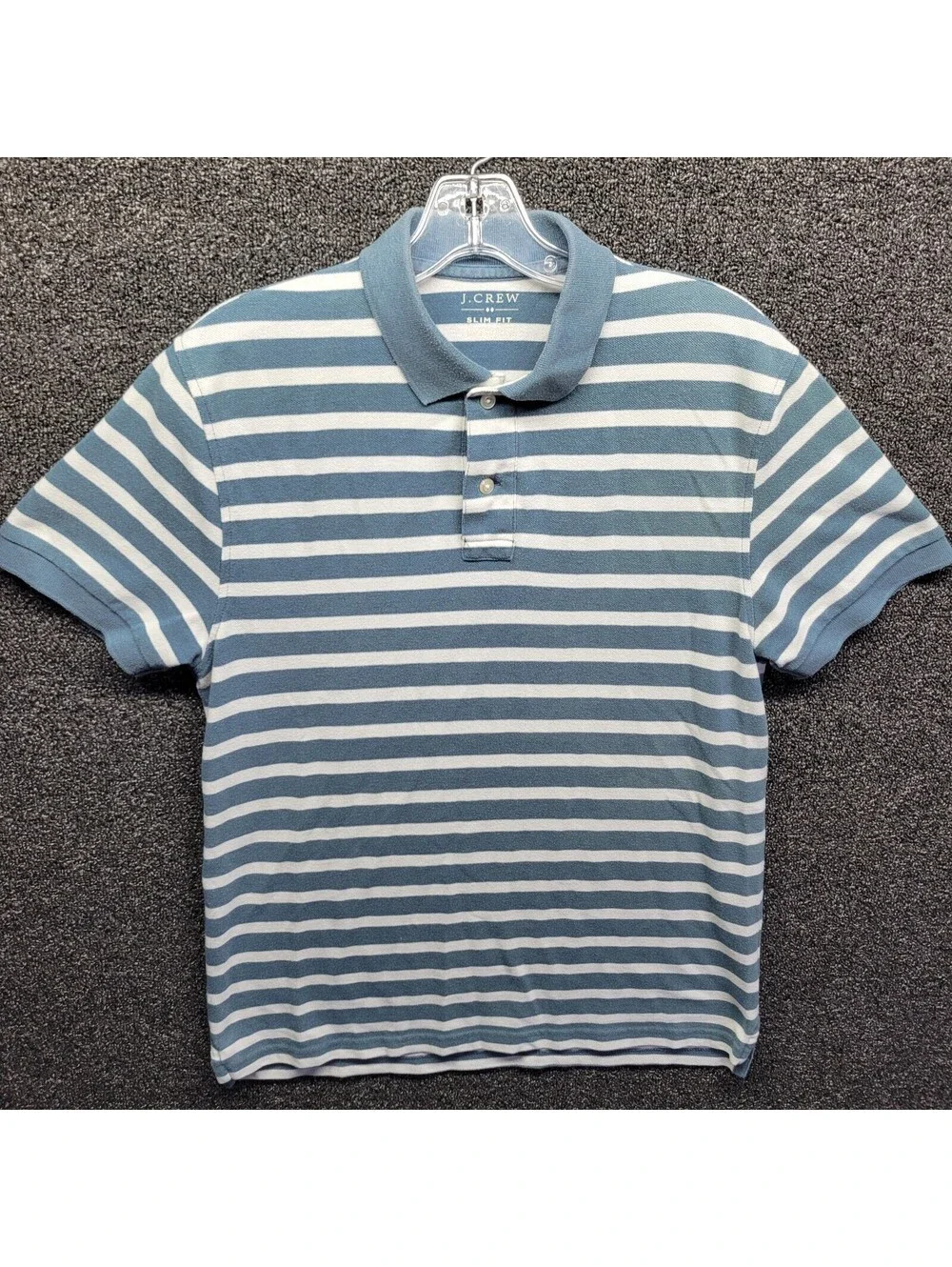 J Crew Men's Sz M Slim Fit Puple Stripe Polo Shirt